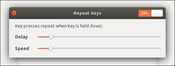 Gnome: Repeat Keys settings.